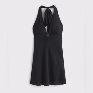 Abercrombie & Fitch Black Halter Tie-Front Slip Mini Dress